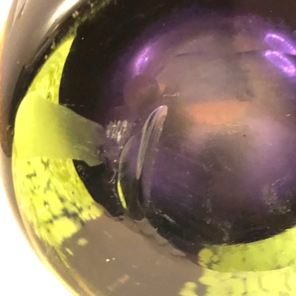 MURANO-STYLE Vtg Heavy Art Glass Vase Purple Clear Green MCM Contemporary - Picture 10 of 10